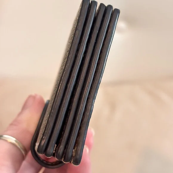 COACH Champagne Metallic Pebbled Leather Accordion Card Case - Picture 7 of 12